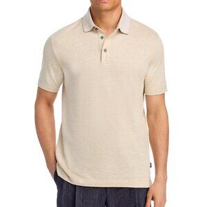 Hugo Boss Men's Short Sleeve BOSS Press Heathered Linen Polo Shirt Light Beige